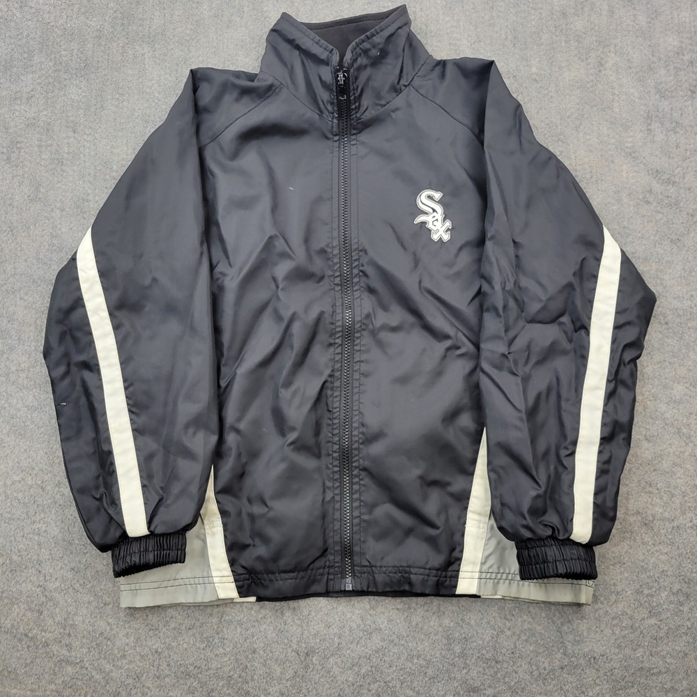 Chicago White Sox Boys XL Windbreaker Jacket Coat Black Full Zip MLB